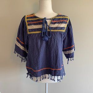 Rocks and Indigo tassle fringe boho blouse